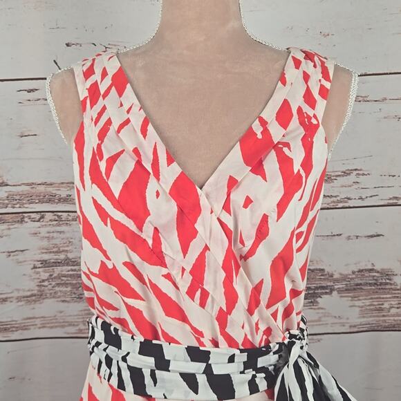 Diane Von Furstenberg Wrap Dress Red 100% Cotton Bubble Hem Size 6 - Picture 5 of 9